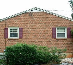 how to clean prep and paint vinyl shutters, Brick side of the house with the maroon shutters