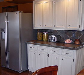 i am proud of my kitchen, home decor, kitchen design, The fridge was once to the right of the cupboards which stuck out into the dining area We moved the fridge to the left and shoved the cabinets down to the right makes it much roomier and brings the fridge closer to the cooking area