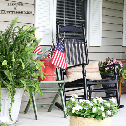 celebrating the red white and blue in style, outdoor living, patriotic decor ideas, seasonal holiday decor, I love the look of a classic rocker on the front porch