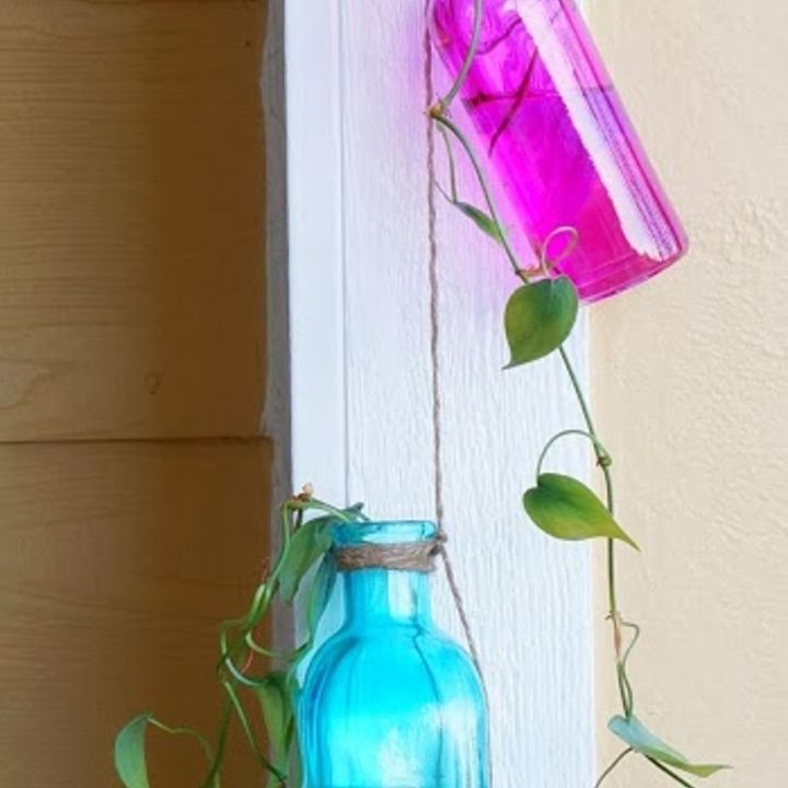 cascading bottle vases, crafts, home decor, repurposing upcycling
