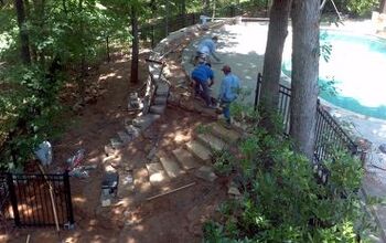My retaining wall and partial pool deck renovation is 90% complete.