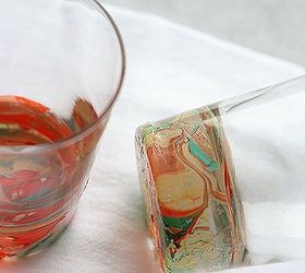 diy marbled glassware with nail polish, crafts, repurposing upcycling, I took the marbling up the side but it does have a bit of a texture I may just do the bottoms next