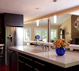 the goal was to create an updated open floor plan in a 1980s home despite its, home decor, kitchen design, kitchen island