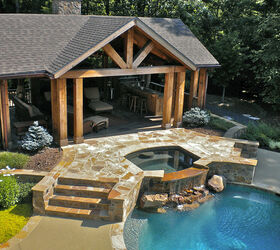 this outdoor living space provides the perfect spot for relaxing as well as, decks, outdoor living, pool designs