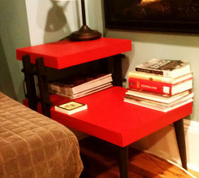 found items by the dumpster, painted furniture, Not found per say bought for 2 50 at the thrift store Repainted it red and black