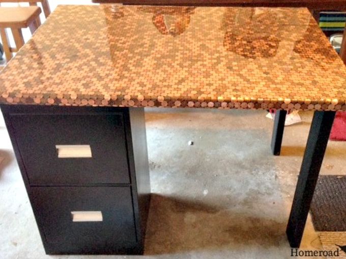 What Can I Use To Glue The Pennies To The Top Of The Wood Table