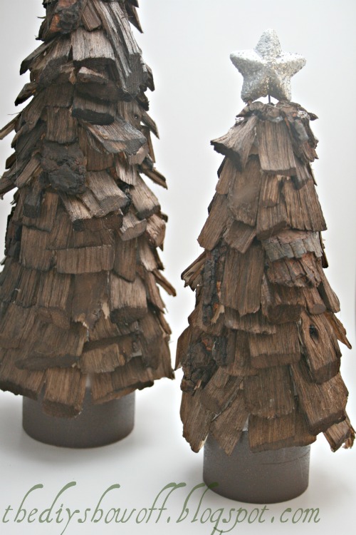 rvore de lascas de madeira decorao natural de natal, rvores de lascas de madeira