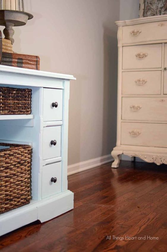 tv console makeover from boring to beautiful, crafts, kitchen cabinets