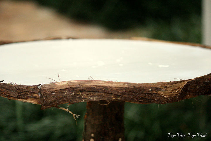 mesa inspirada na natureza, Adicionado um pouco de casca ao redor da borda