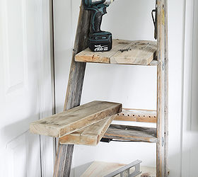 tight for space for a side table go up with a ladder, bedroom ideas, home decor, painted furniture, repurposing upcycling, shelving ideas