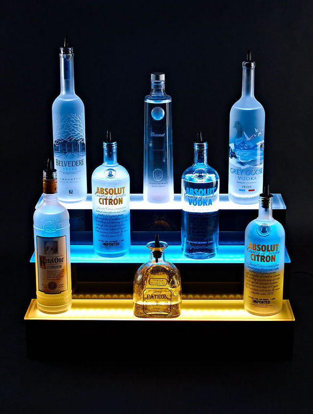illuminate 3 tier led bar shelf by armana production llc, shelving ideas, 3 Tier LED Lighted Liquor Bottle Shelf
