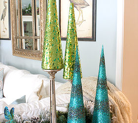 10 decorating ideas in this holiday home tour, home decor, Love these blue and green trees