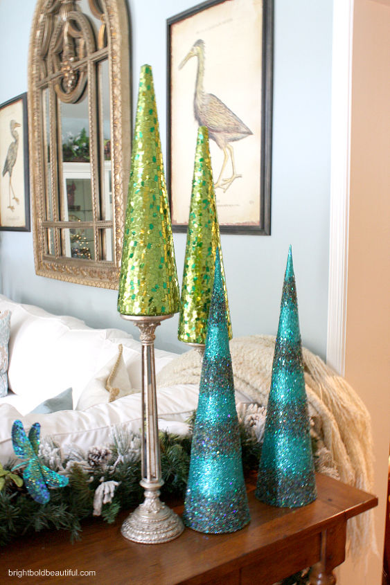 10 decorating ideas in this holiday home tour, home decor, Love these blue and green trees