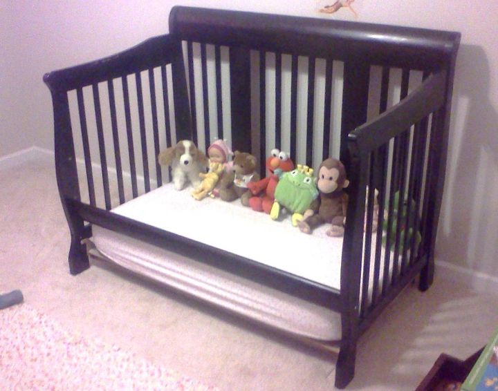 crib parts upcycled, painted furniture, From crib to toddler bed