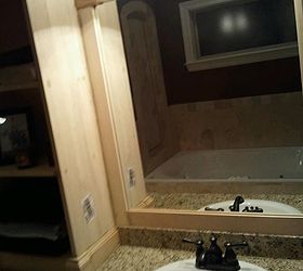 i used this idea and revamped my large bathroom mirror this weekend here are my, bathroom ideas, woodworking projects, Right Vanity