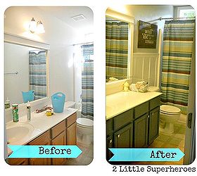 187 boys bathroom makeover, bathroom ideas, home decor, woodworking projects, Boys Bathroom Before and After