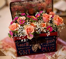 rustic wedding decorations diy style, crafts, home decor, All those old tin cans that are rusting away in your back yard need are one sanding and a coat of paint away from becoming the perfect flower centrepiece