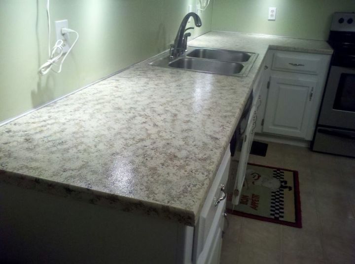 faux granite painted counters with craft paint, countertops, diy, how to, kitchen design, kitchen island, painting