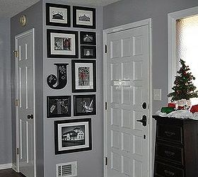 entryway, foyer, home decor, Carried the photo gallery to the ceiling