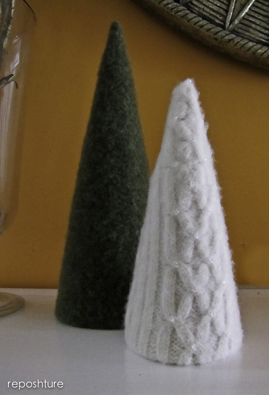 felted sweater trees, crafts, repurposing upcycling