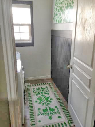 learn how to stencil a laundry room floor mat, flooring, home decor, laundry rooms, painting