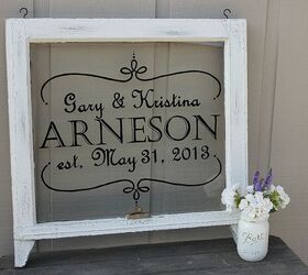 hand painted vintage window, home decor, painted furniture, repurposing upcycling, windows, Hand Painted wedding sign on vintage window