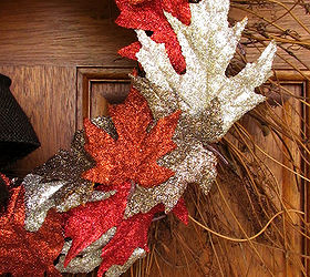 creating a glittered leaf fall wreath, crafts, seasonal holiday decor, wreaths, Glittered Leaves