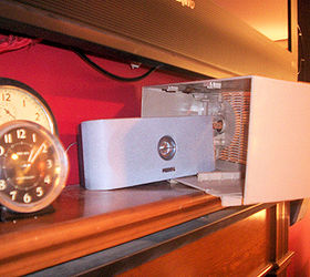 vintage radio repurposed as surround sound speaker disguise, home decor, The challenge was to find a radio that would fit the speaker and also fit underneath the TV
