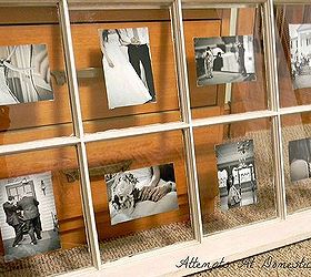 using an old window to display photos, crafts, repurposing upcycling, The easiest way to hang your window on the wall is by attaching D hooks to the window and using heavy duty Monkey Hooks This will also keep there from being a large hole if you decide to move it later