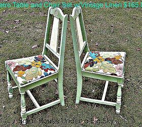 using vintage fabric on chairs, chalk paint, painted furniture, repurposing upcycling, Two vintage chairs painted and waxed with chalk paint with recovered using vintage linen fabric from vintage curtains