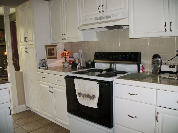 kitchen transformation from white to chocolate cabinets, kitchen cabinets, kitchen design, painting, Old white cabinets
