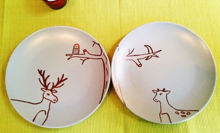 his n hers doe and stag plates sharpie craft, crafts