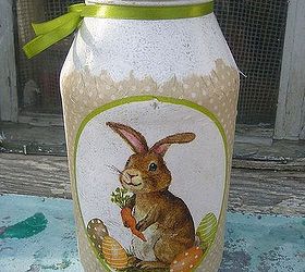 decoupage ideas bunny jar, crafts, decoupage