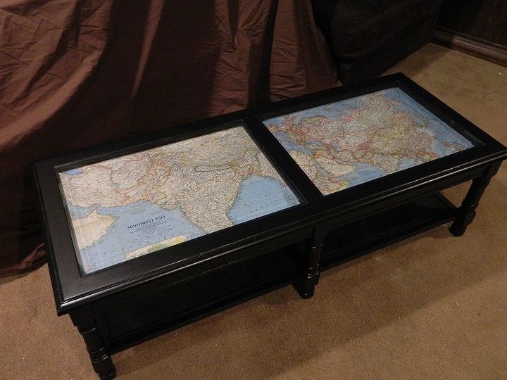 coffee table makeover with antique maps, chalk paint, painted furniture, The whole thing