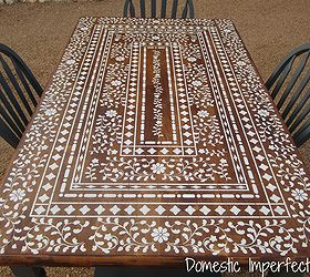 stenciled tables, Indian Inlay table after