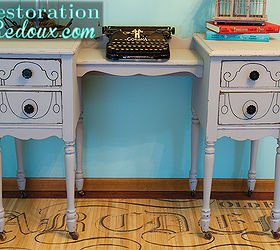grey vintage desk makeover, painted furniture