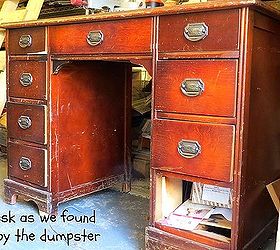 turning a dumpster desk into a kitchen island, diy, kitchen design, kitchen island, painted furniture, repurposing upcycling, rustic furniture, Before Picture