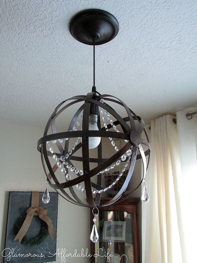 diy iron orb crystal chandelier, diy, lighting