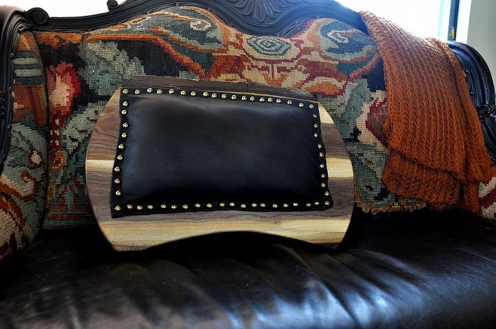 walnut and leather lap desk, crafts, Black Leather back