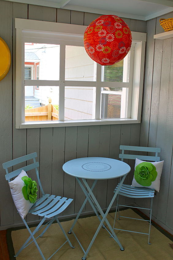 paint made a huge difference in this porch, painting, porches, The eating area popped with the addition of a colorful bistro set