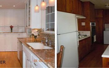 Before and After of Kitchen, washer and dryer area cover up.