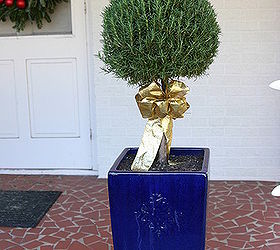 looking for an easy way to dress up your front porch for the holidays and beyond i, curb appeal, outdoor living, porches, Rosemary topiary