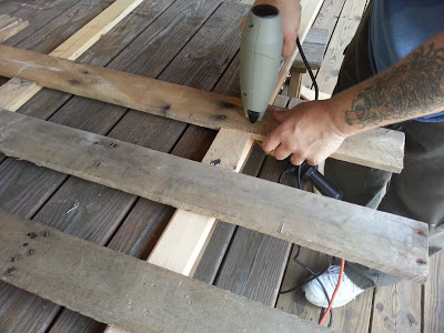 diy pallet picket fence, diy, fences, gardening, how to, painting, pallet, We used firring strips to nail the pickets to