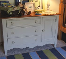 we sawed off the awkward hump on our baby s changing table, painted furniture, After