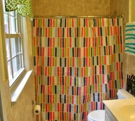ikea bathroom makeover, bathroom ideas, home decor, Lots of color To keep the curtain which was already in the bathroom from our previous d cor or not to keep the curtain