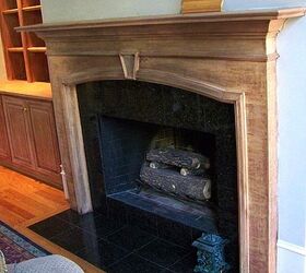 fireplace mantel saved, fireplaces mantels, painting, woodworking projects, Before stripped stained