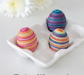 twine wrapped easter eggs, crafts, easter decorations, repurposing upcycling, seasonal holiday decor