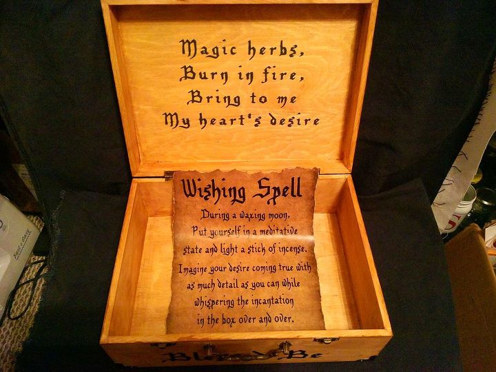 decorated wooden boxes, crafts, repurposing upcycling, Wiccan Wishing Spell Box I made for a special order