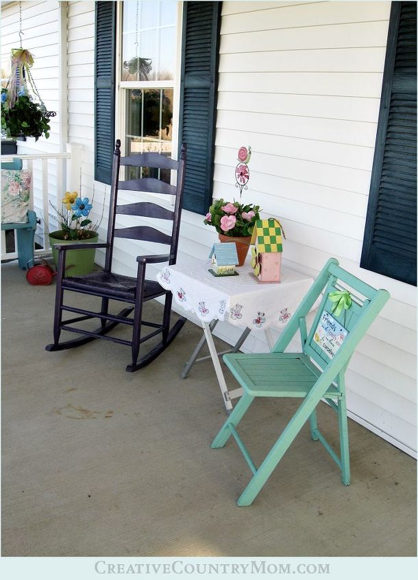 spring decor on my farmhouse porch, curb appeal, home decor, outdoor living, porches