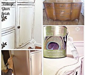 how to create a vintage glam finish for furniture, painted furniture, rustic furniture, An average furniture piece turned vintage glam with the help of Modern Masters Warm Silver Metallic Paint and Miss Mustard Seed s Ironstone Milk Paint